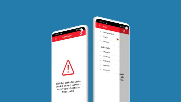 Smartphone mit geöffneter Notfall-App für Logistik und Transport.